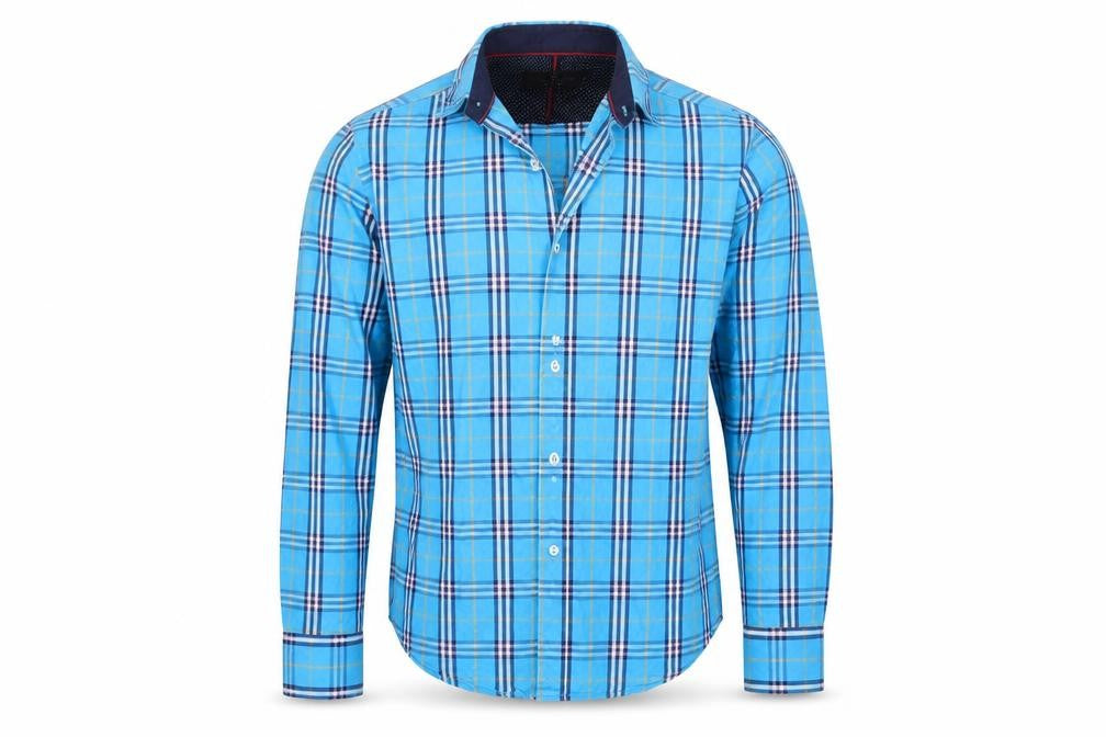 Being Animal Mens Blue Check   Button-Up Size 34