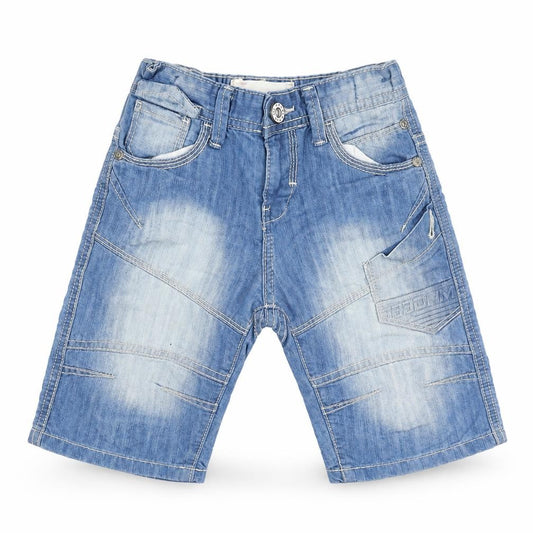 Front view of Denim Collection girls’ blue biker shorts, size 5, years