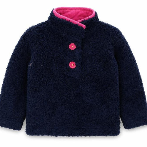 mamas & papas Boys Blue  Fleece Henley Sweatshirt Size 2-3 Years