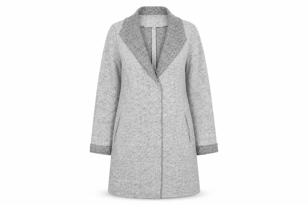 Front view of Paraphrase women’s grey overcoat coat, size M