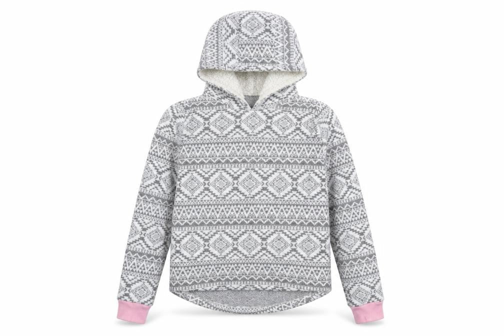 Front view of Preworn girls’ fleece pullover hoodie, size 13, years