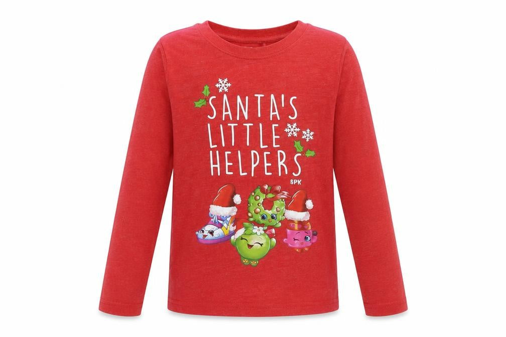 Front view of Next women’s red basic t-shirt, size UK 8, - santa's little helper