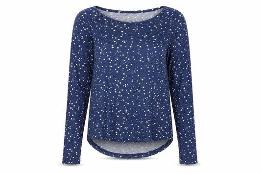 Front view of Atmosphere women’s blue basic t-shirt, size UK 6