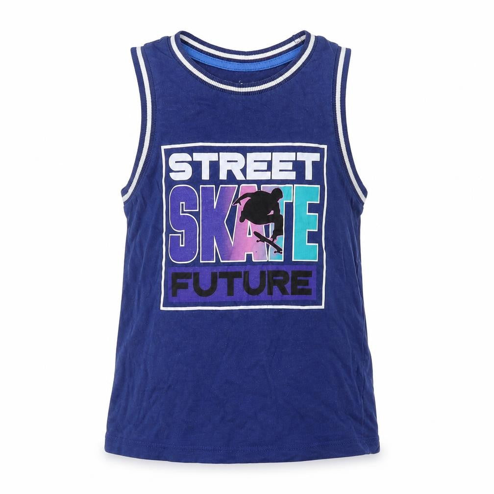 Front view of F&F girls’ blue basic tank, size 4-5, years
