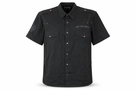 Front view of Life And Glory women’s green basic button-up, size L