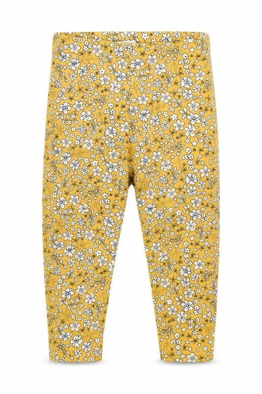 Front view of F&F girls’ yellow floral pyjama pants, size 6-9, months