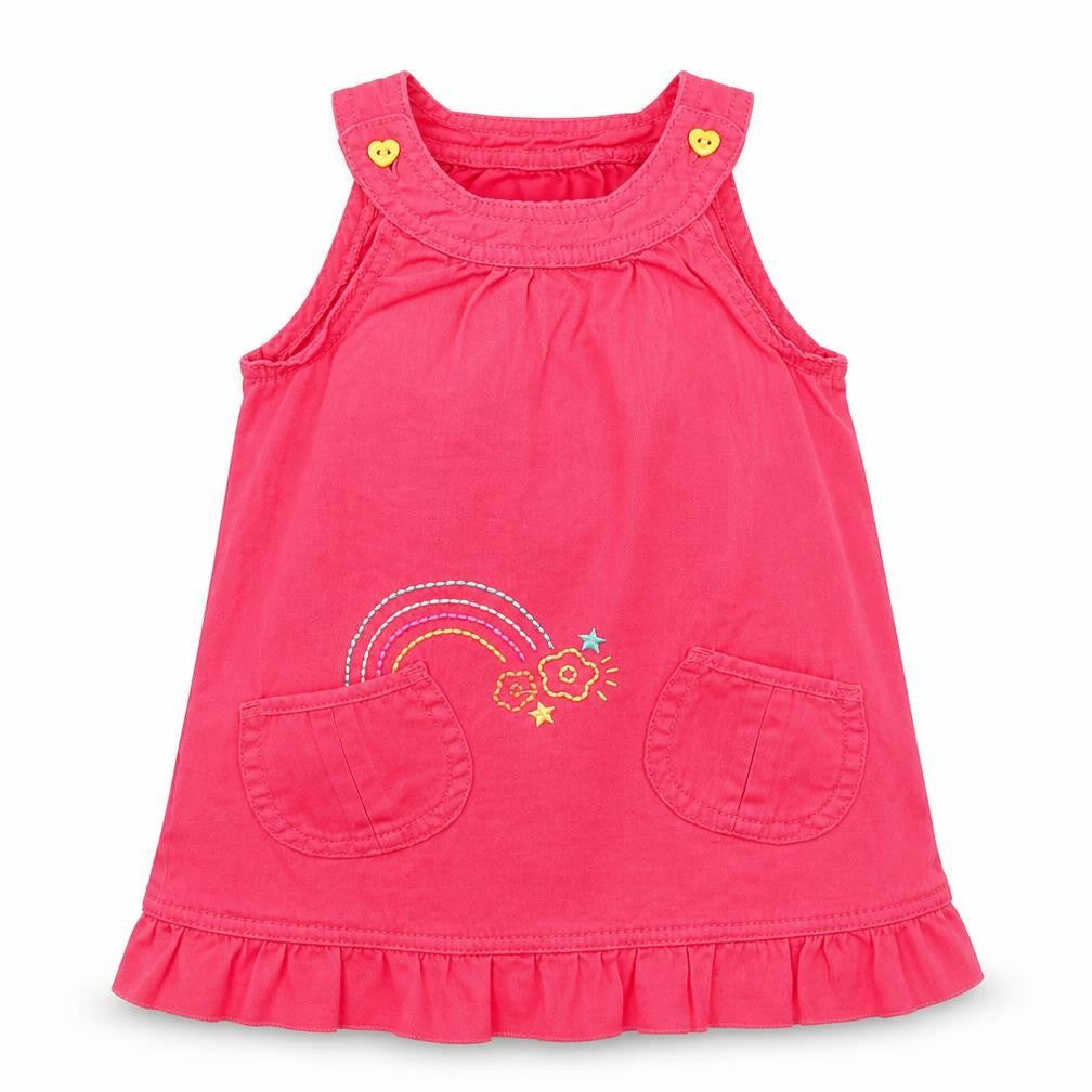 F&F Girls Pink  Denim Shift  Size 9-12 Months