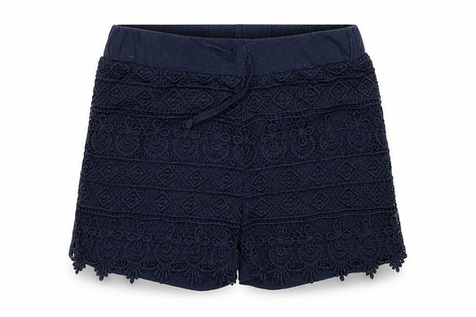 Front view of Primark girls’ blue hot pants shorts, size 10, years