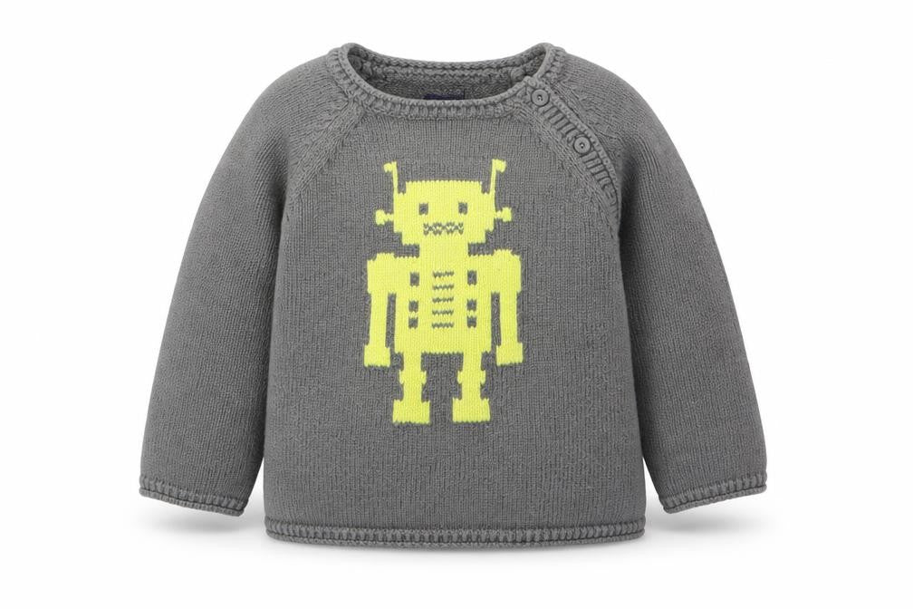 Front view of Gap Baby Grey jumper, size 6-9, Months - robot