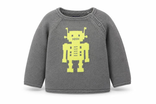 Front view of Gap Baby Grey jumper, size 6-9, Months - robot