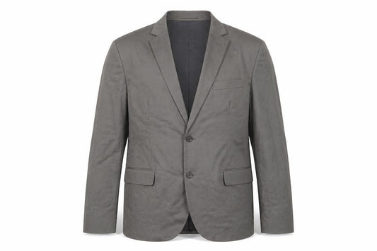 Front view of Preworn men’s grey jacket, size L