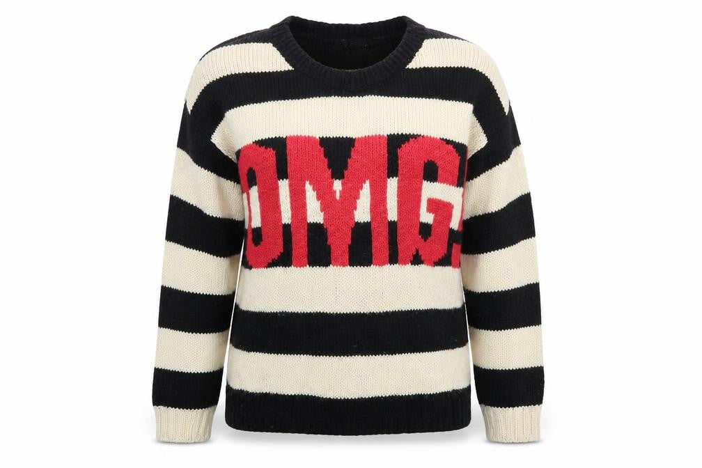 attr Womens Beige Striped  Pullover Jumper Size M