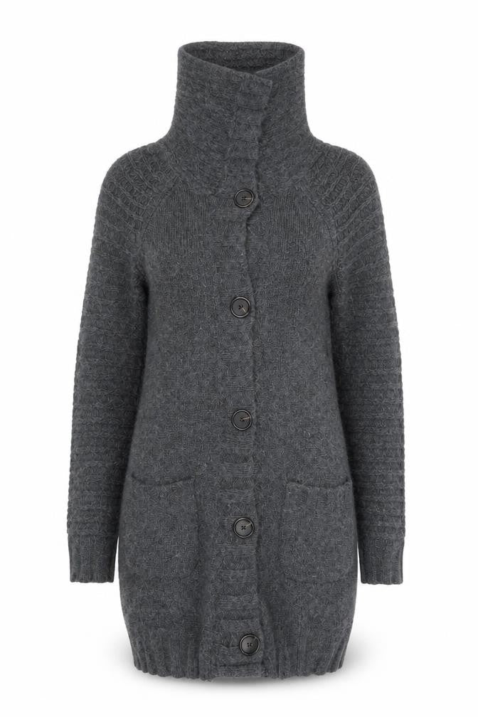 Front view of Marks & Spencer women’s green geometric jacket coatigan, size UK 12