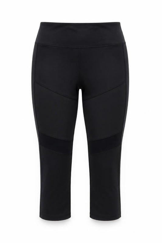 Front view of Sport fx women’s black track pants leggings, size UK 12, 20-inch leg