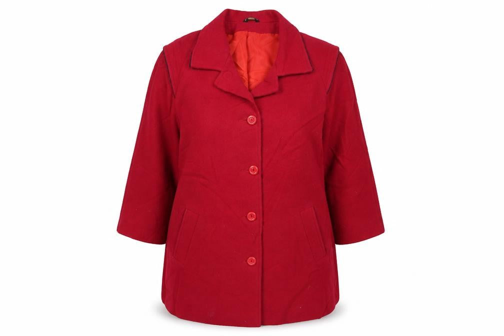 Front view of Preworn women’s pink jacket coat, size UK 18