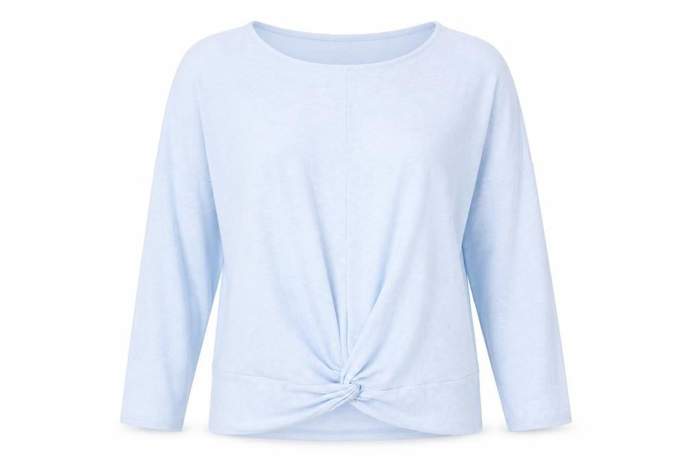 Front view of Dorothy Perkins women’s blue jersey jumper, size M