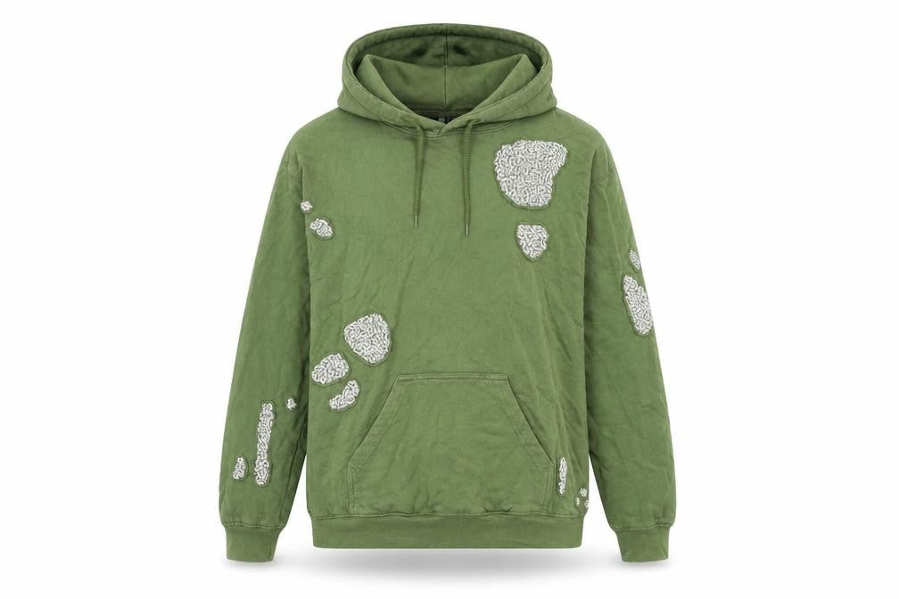 Front view of Topshop women’s green pullover hoodie, size UK 8