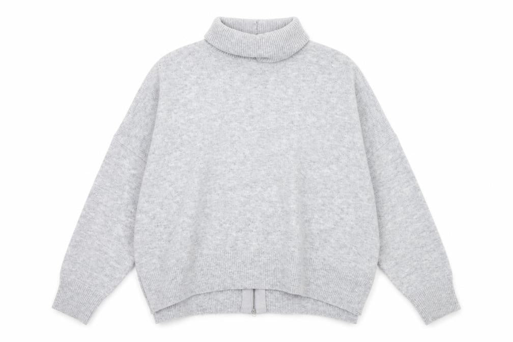 Front view of Topshop women’s grey knit jumper, size UK 14