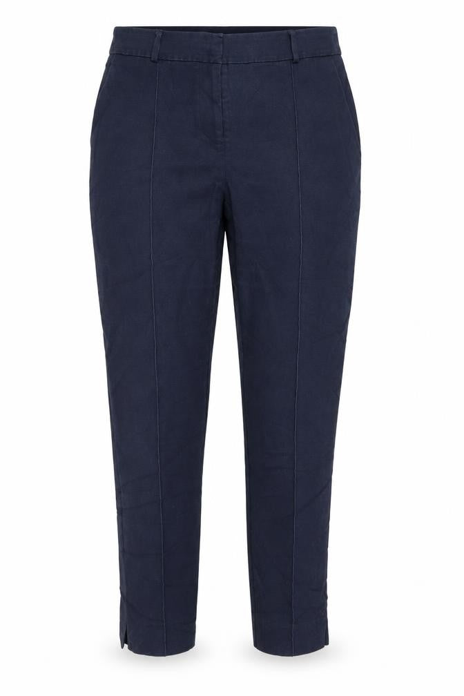 Front view of Warehouse women’s blue trousers, size UK 10, 25-inch leg