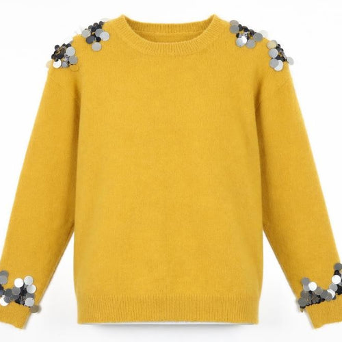 Blue Vanilla Womens Yellow  Knit Pullover Jumper Size S