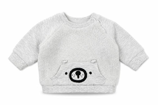 Front view of F&F Baby Grey Jersey jumper, size 0-3, Months - Bear