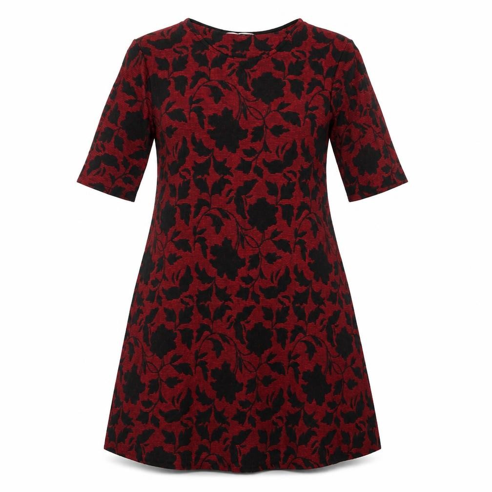 Front view of Tu women’s red floral a-line, size UK 8