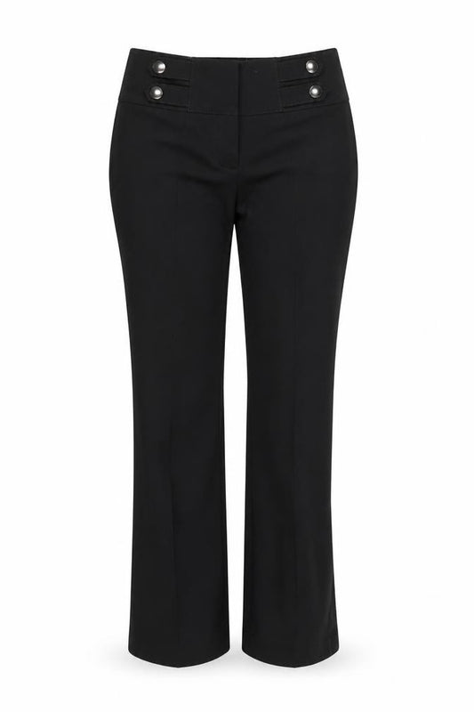 Front view of Next women’s black trousers, size UK 6, 26-inch leg