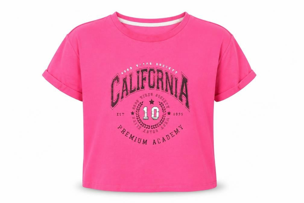 Front view of George girls’ pink basic t-shirt, size 10-11, years