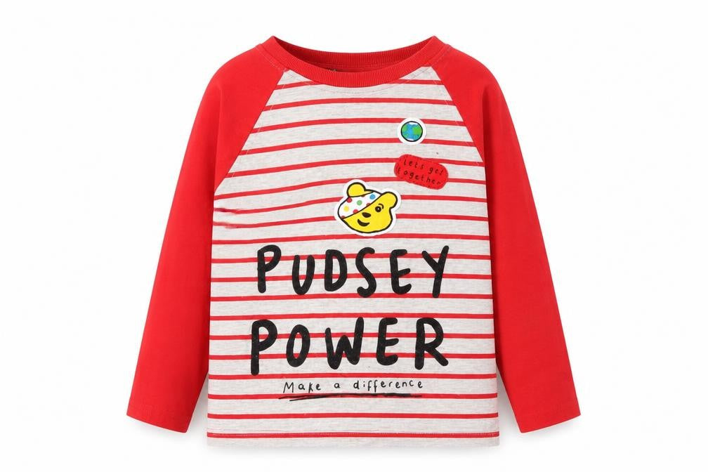 Front view of George girls’ red striped basic t-shirt, size 4-5, years