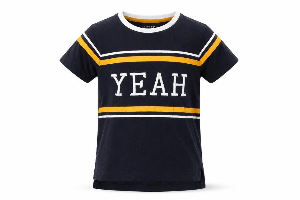 Front view of Primark girls’ blue basic t-shirt, size 4-5, years