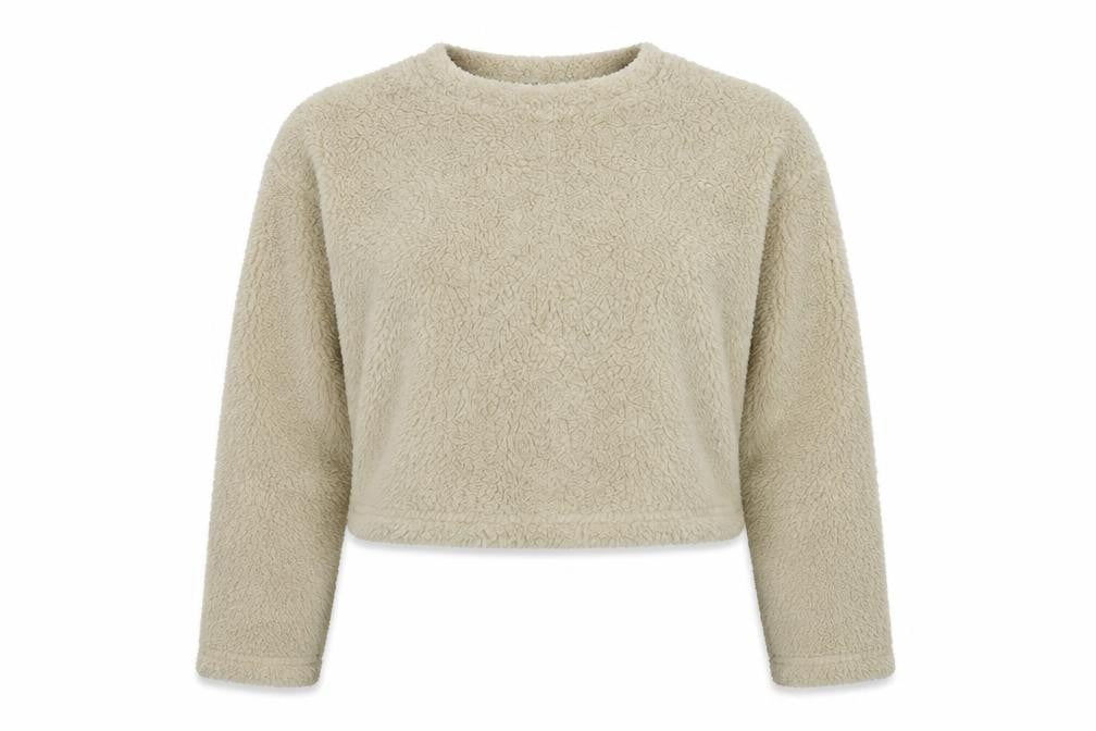 Front view of Missguided women’s grey fleece jumper, size UK 8, - oversized