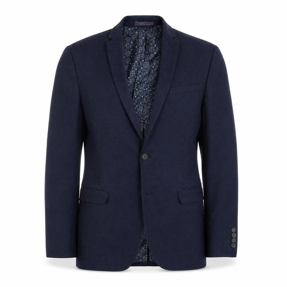Front view of Red Herring men’s blue check jacket suit jacket, size 36