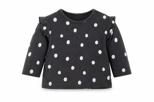 Front view of George girls’ grey polka dot jumper, size 0-3, months