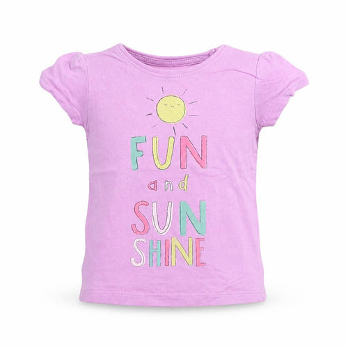 Primark Girls Purple   Basic T-Shirt Size 12-18 Months  - fun and sun shine