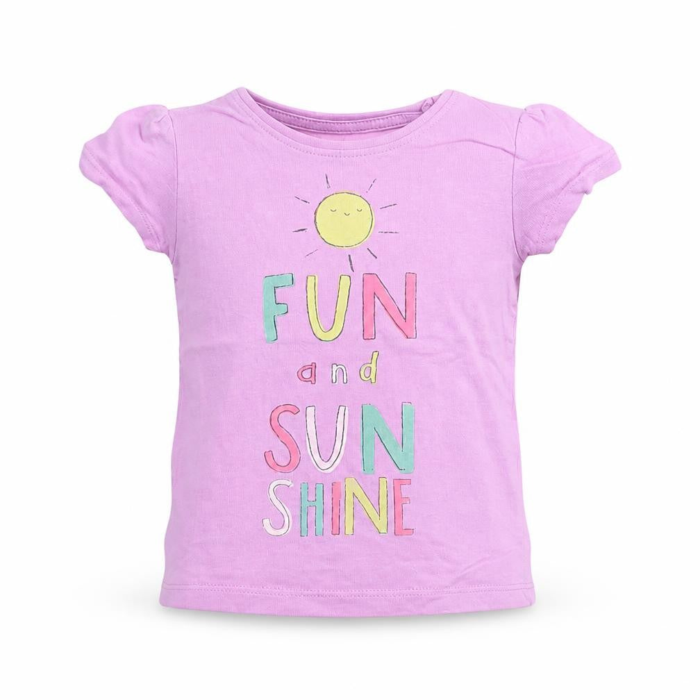 Primark Girls Purple   Basic T-Shirt Size 12-18 Months  - fun and sun shine