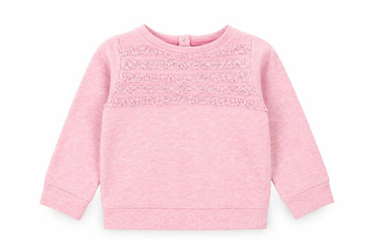 Front view of Mini Club girls’ purple jumper, size 9-12, months - sweatshirt