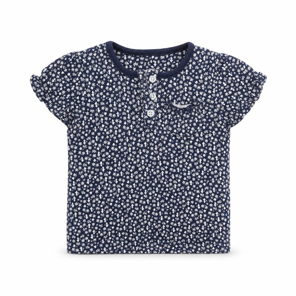 Sainsburys  Girls Blue Floral  Basic T-Shirt Size 6-9 Months