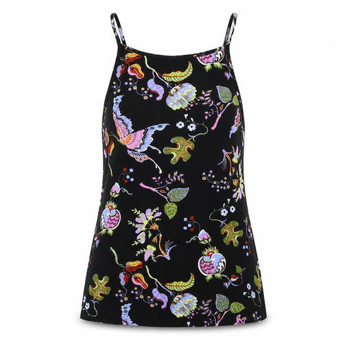 Warehouse Womens Black Floral  Basic Tank Size 6