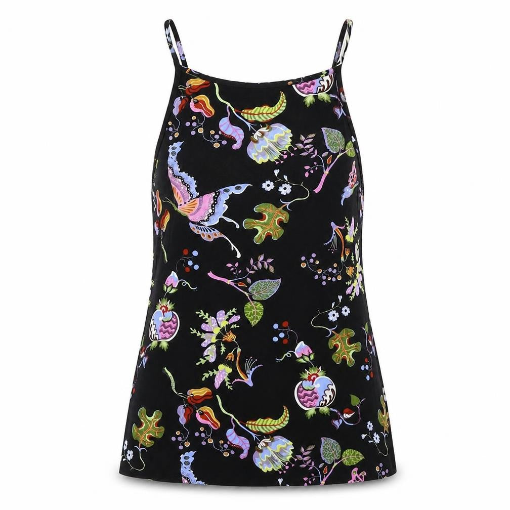 Warehouse Womens Black Floral  Basic Tank Size 6