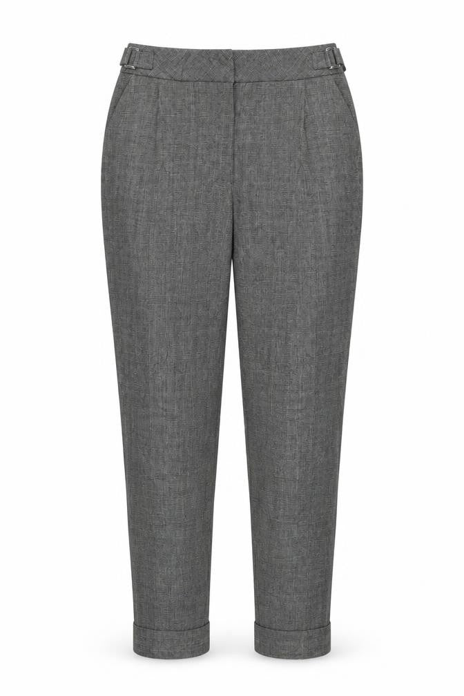 Front view of Atmosphere women’s grey check sweatpants, size UK 8, 28-inch leg