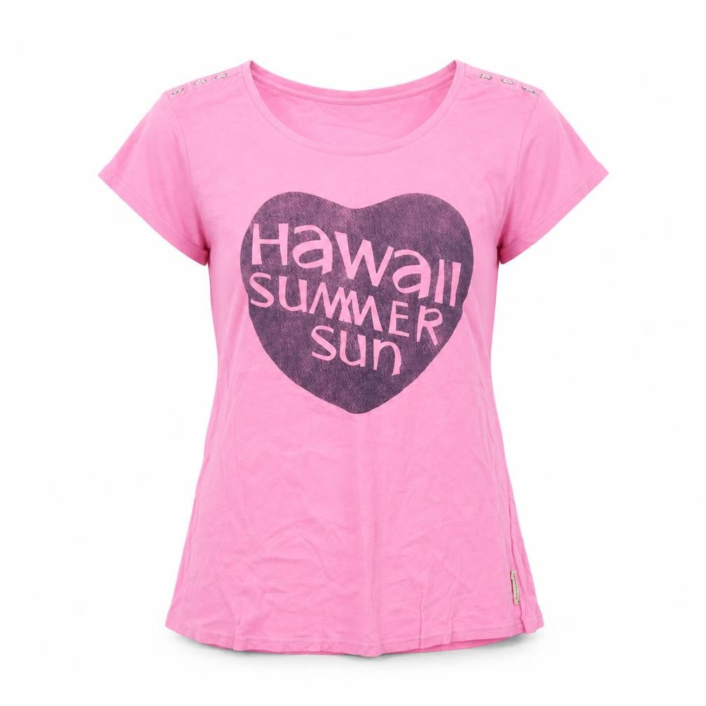 Front view of masion scotch women’s pink basic t-shirt, size L