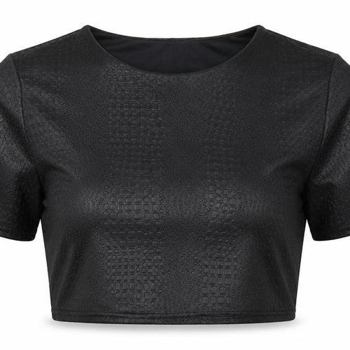 LY Womens Black   Cropped T-Shirt Size 10