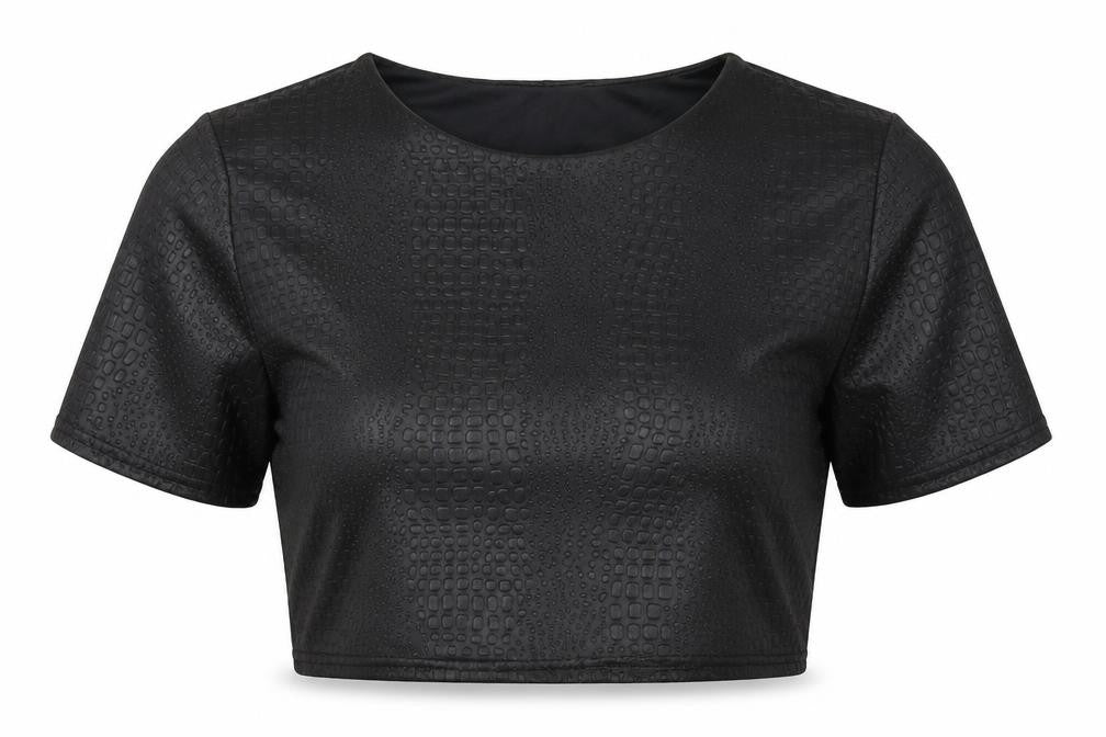 LY Womens Black   Cropped T-Shirt Size 10