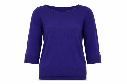 Front view of F&F women’s blue jumper, size UK 8