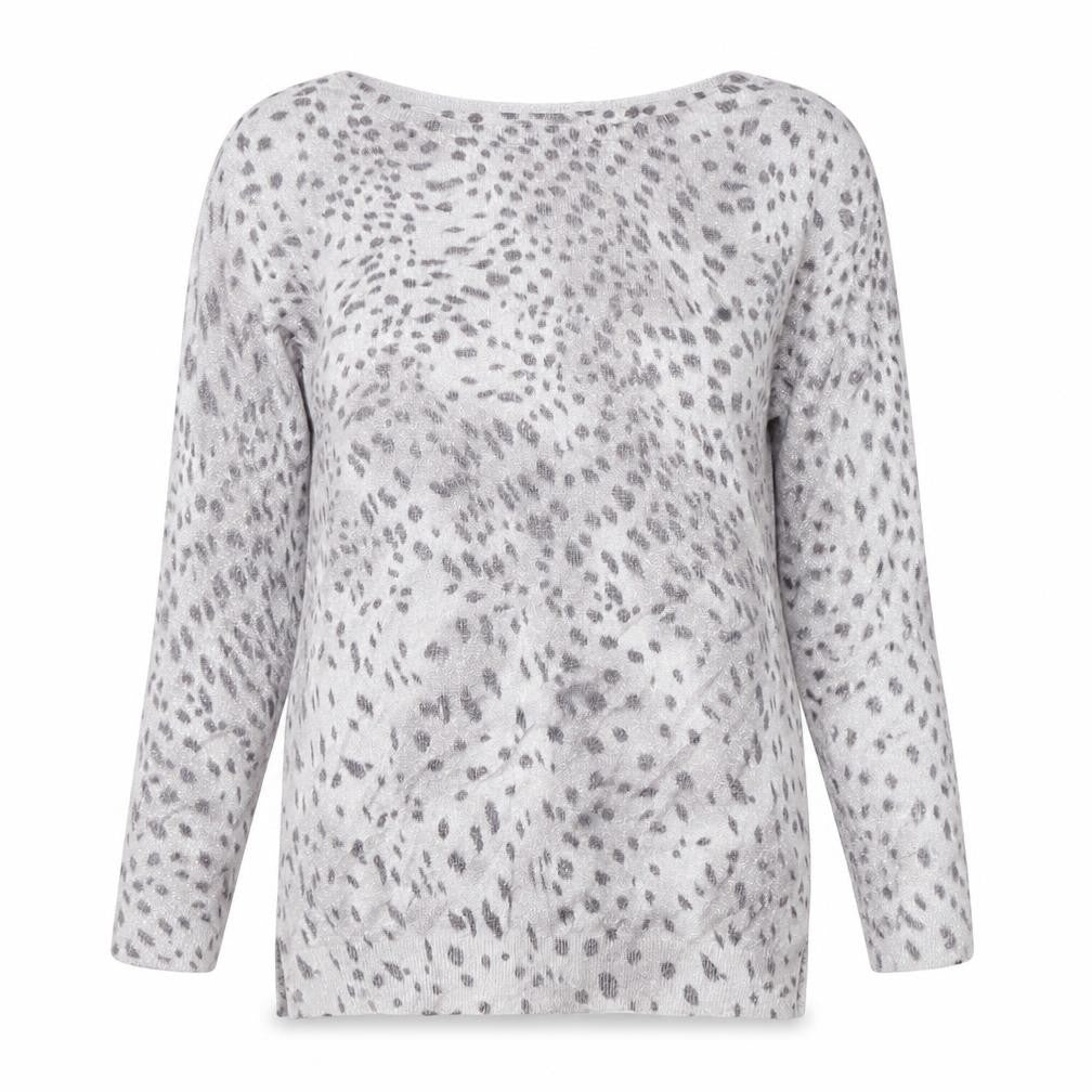 Oasis Womens Grey Animal Print  Pullover Jumper Size XS