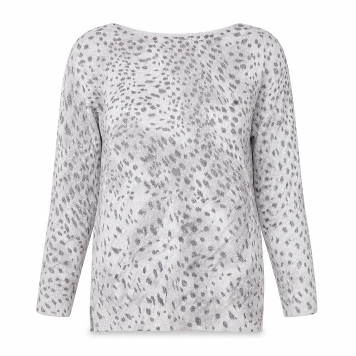 Oasis Womens Grey Animal Print  Pullover Jumper Size XS