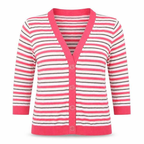 GolleHaug Womens Pink Striped  Cardigan Jumper Size 12
