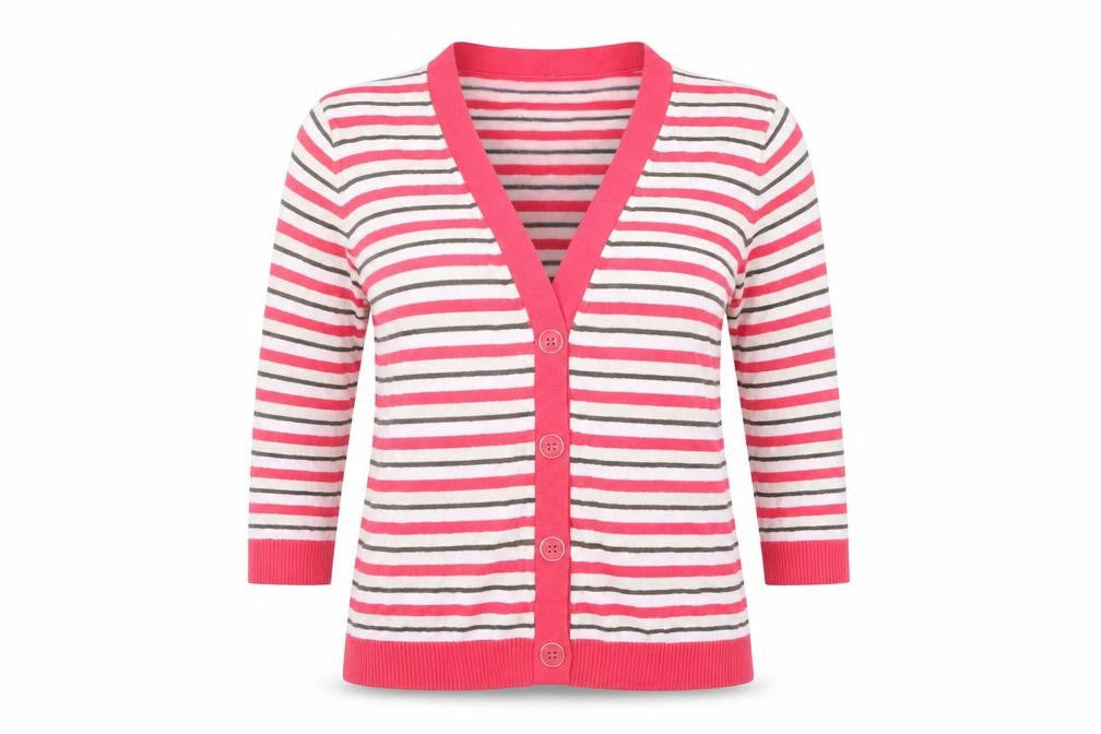 GolleHaug Womens Pink Striped  Cardigan Jumper Size 12
