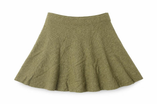 Front view of Atmosphere women’s green knit flare skirt, size UK 10