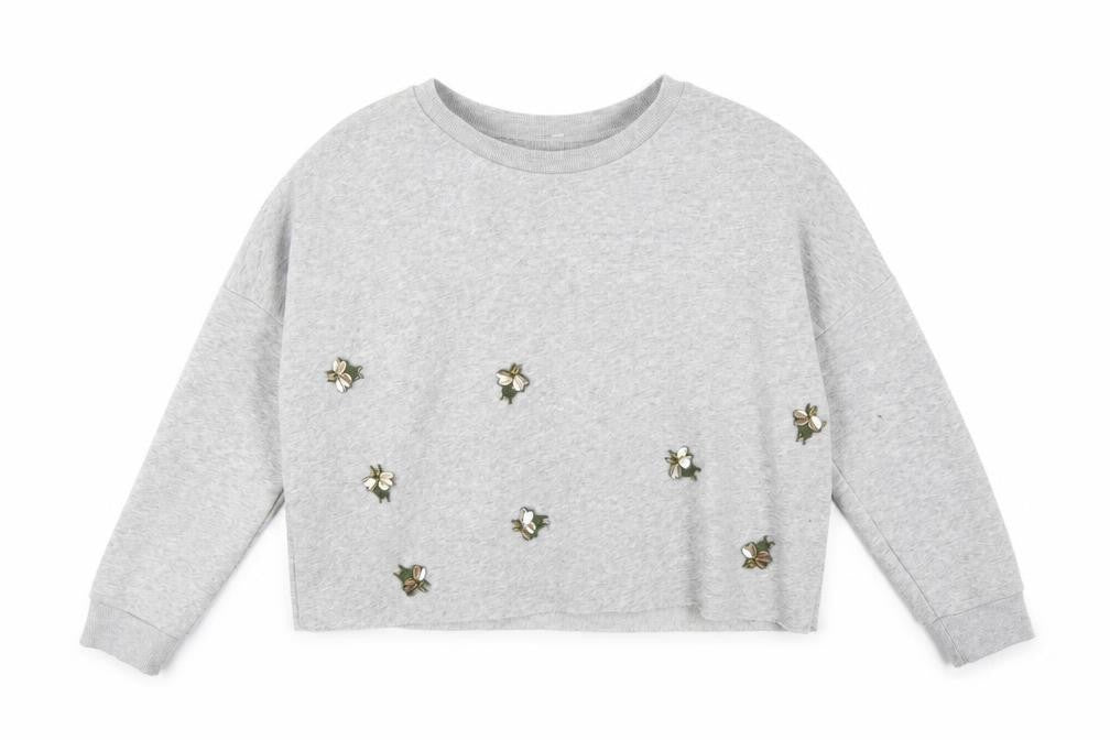 Front view of Primark women’s grey jersey pullover sweatshirt, size UK 10